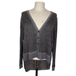 Tina And Jo Womens Cardigan Sweater Top Gray Small Sheer Back Lagenlook Oversize